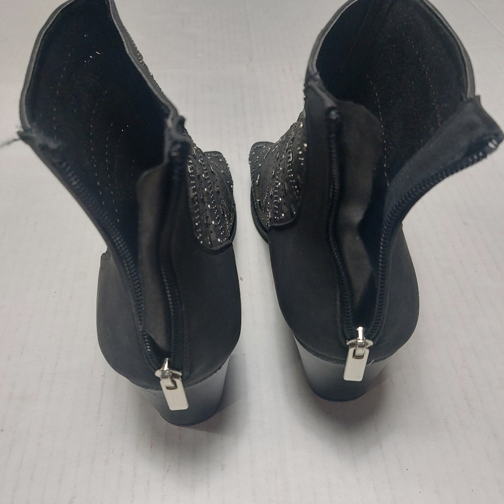 CloudWalkers by Avenue, Black Sparkle Embellished Open Toe Zip Boots Size 10W - Picture 3 of 11